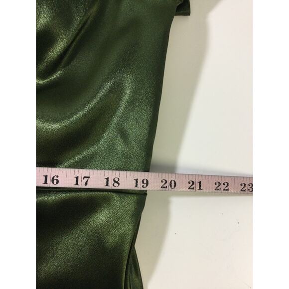 AW BRIDAL 18 2X plus green olive Roseanne wrap satin formal party maxi dress b32 - Picture 7 of 9